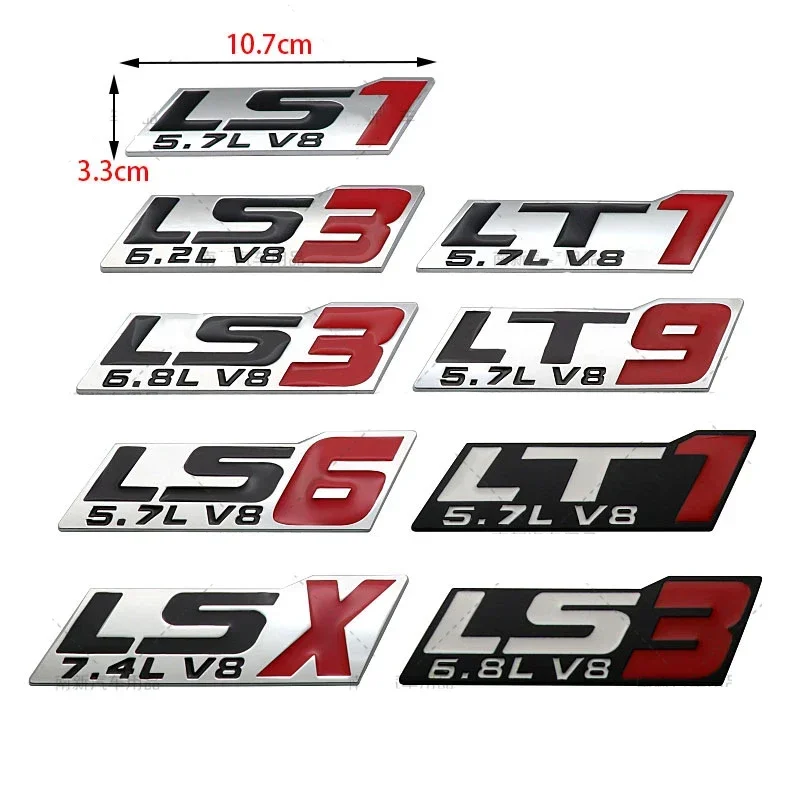 Car Body Trunk Emblem Sticker LT1 LT9 LS1 LS2 LS3 LS6 LSX Logo for Dodge Land Rover Chevrolet Nissan Auto Exterior Badge Decal