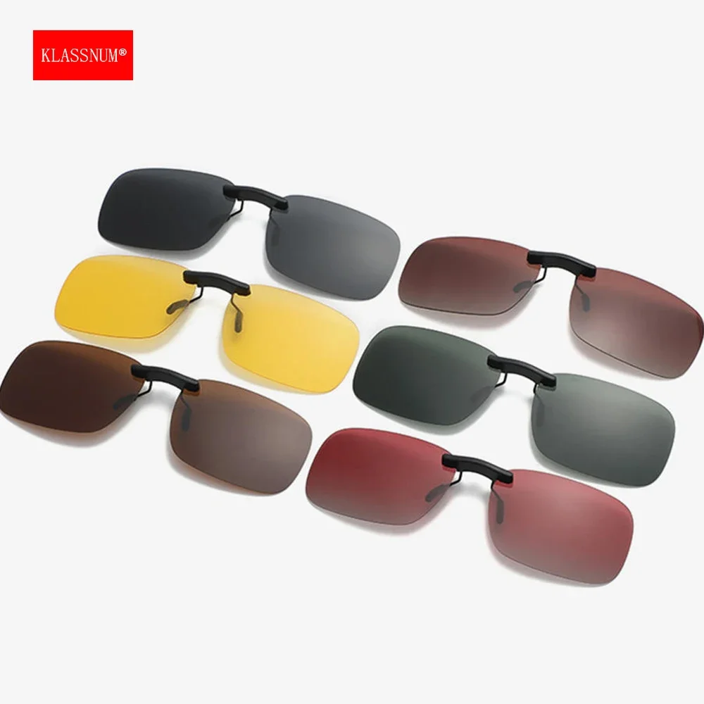 

KLASSNUM Polarized Rimless Men Clip On Sunglasse Glasses Narrow Clip-on Lenses Women Anti-glare Sunglasses UV400 Goggles New In