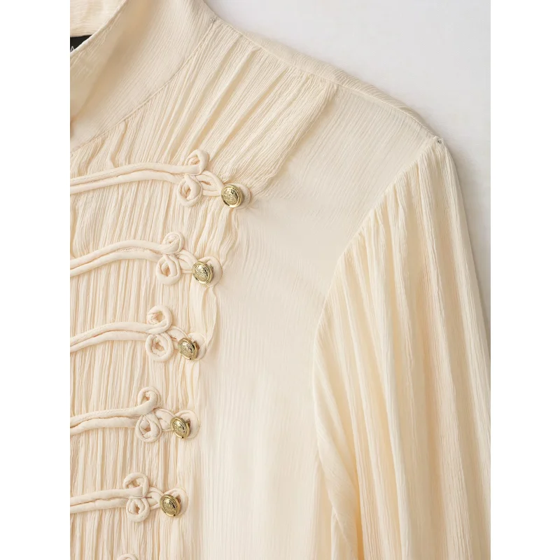 2026 Neue Kollektion Damenkleidung Rüschenbluse Luxuriöse Vintage-Style Hemden Langärmelige Hemden mit Trompetenärmeln Elegantes Abendhemd – Detail 15