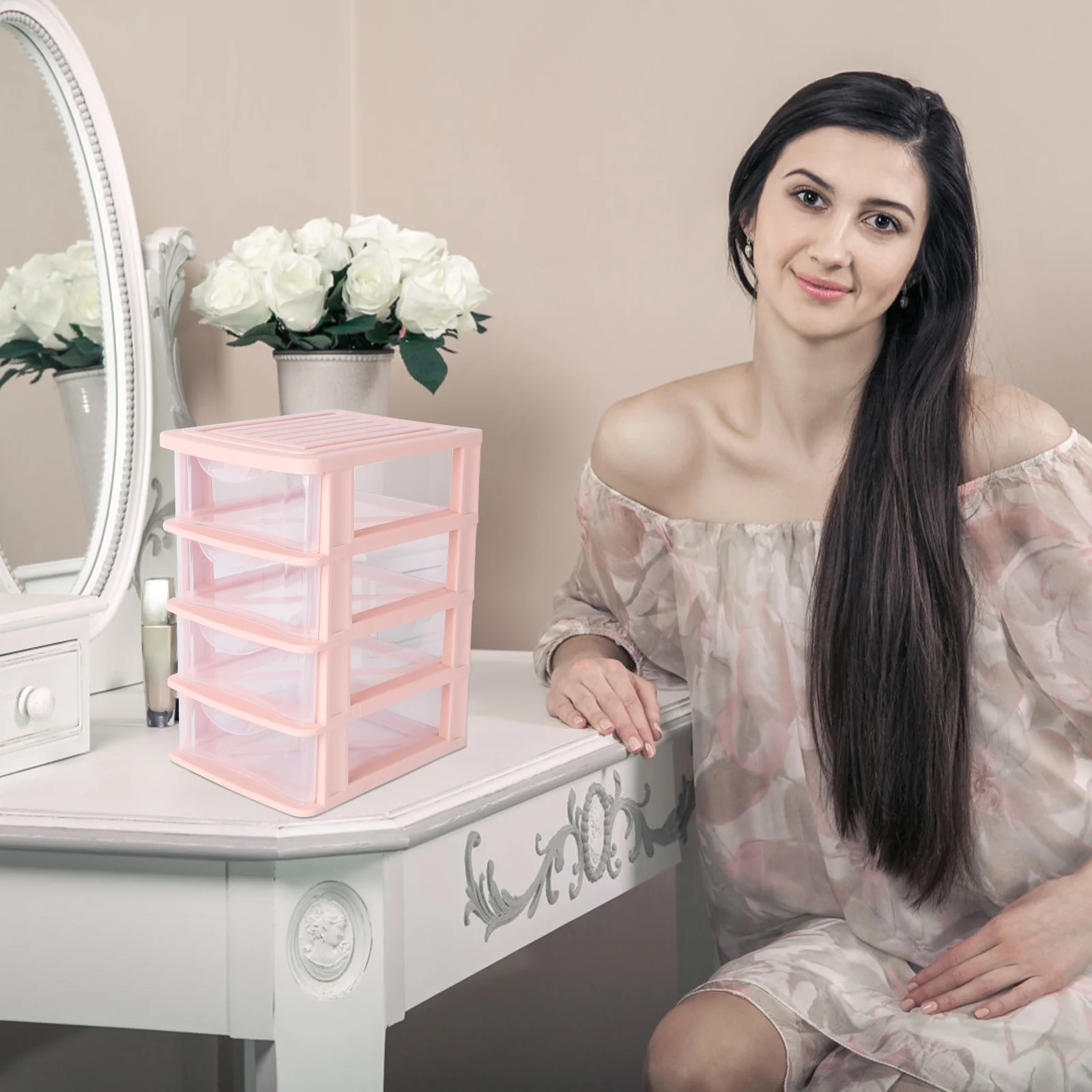 SunOfficiEvaluMakeup-Boîte de Rangement Étagère Transparente, Boîte à Litière pour Bureau