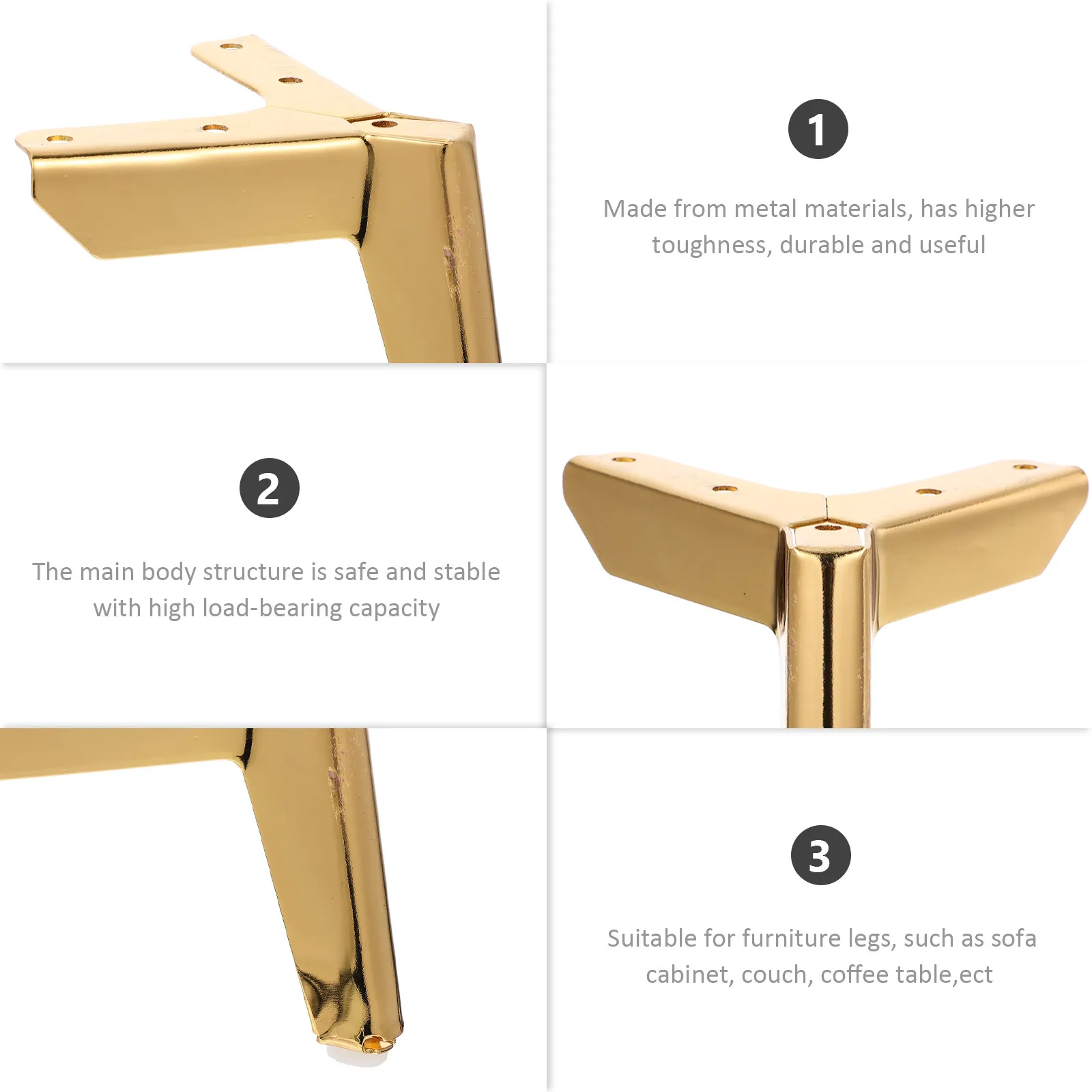 4Pcs Premium Steel Furniture Feet Triangle Legs for Sofa Cabinet Bed Dresser TV Stand Table High Toughness Non Deformable