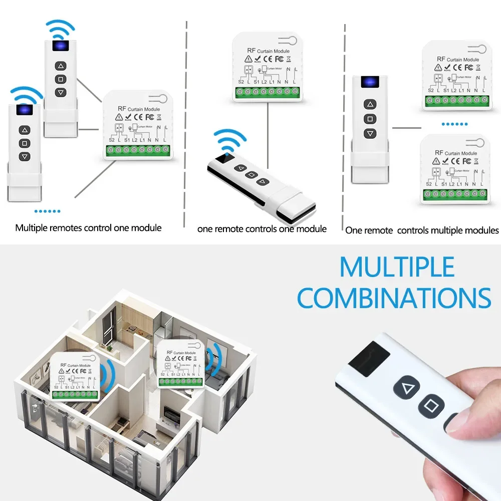 RF 433MHz Rollläden Vorhangsc halter Modul Fernbedienung 110V 220V 240V Smart Home für Rollladen Elektro-Blind motor