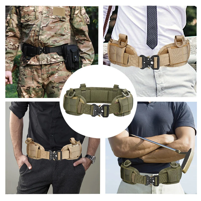 Nylon Tactical Belt Men\'s Military Belt Outdoor Hunting Alloy Buckle Marine Corps Canvas Belt for Men with Quick Release Buckle