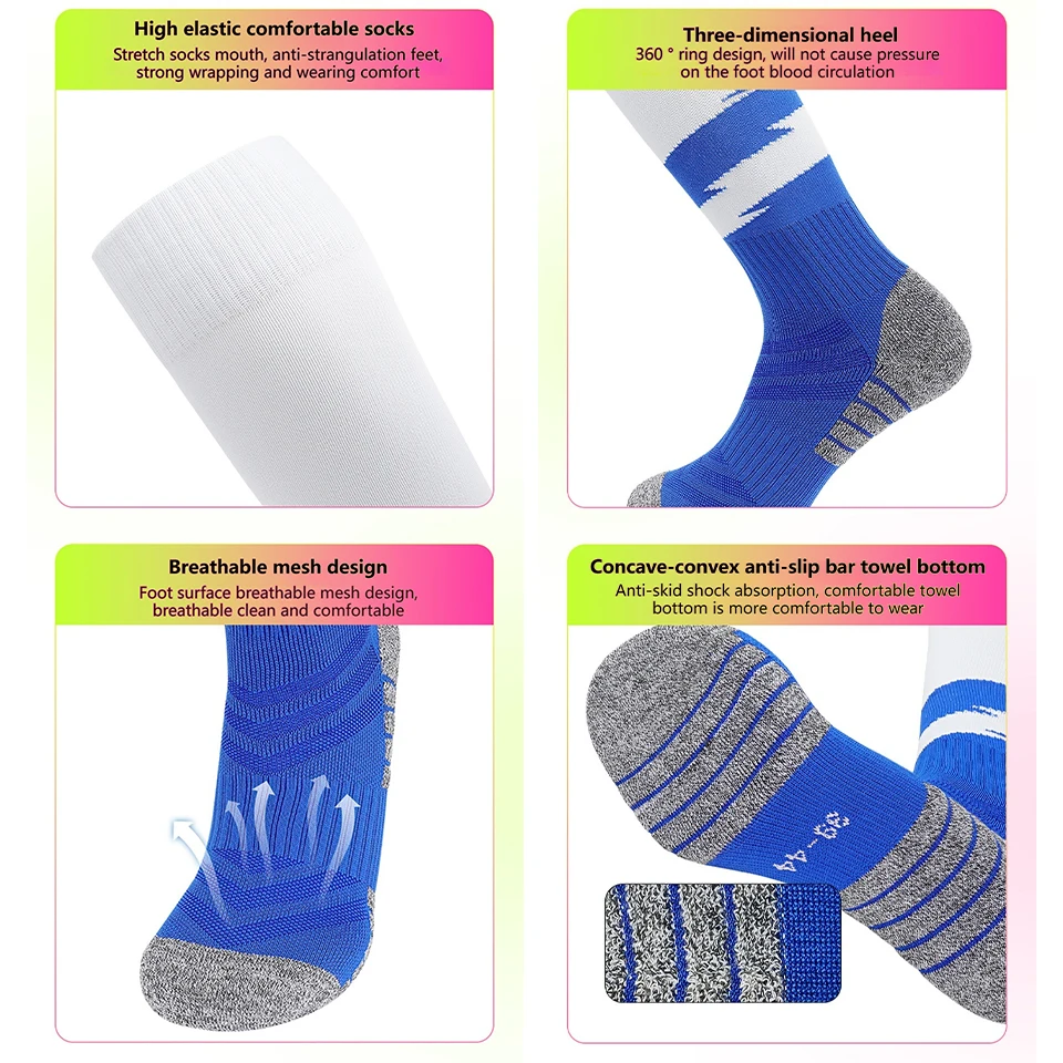 Loogdeel Children Cotton Non-Slip Breathable Knee High Towel  Soccer Socks Bottom Cycling Sport Training Long Football Socks - view 6