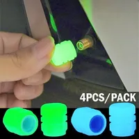 4pcs Luminous Valve Caps Fluorescent Night Glowing Car Motorcycle Bicycle Bike Wheel Tyre Hub Luminous Valve Stem Caps Decors