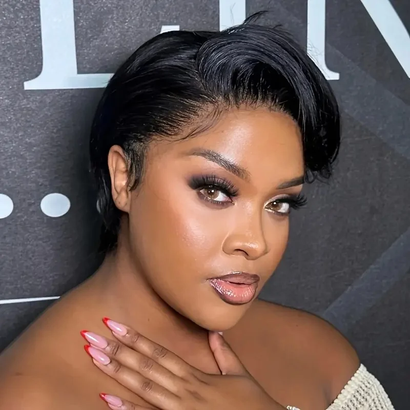 

Human Hair13X4 Lace Front Wigs Human Hair Short Bob Wig Straight Pixie Cut Wigs For Women