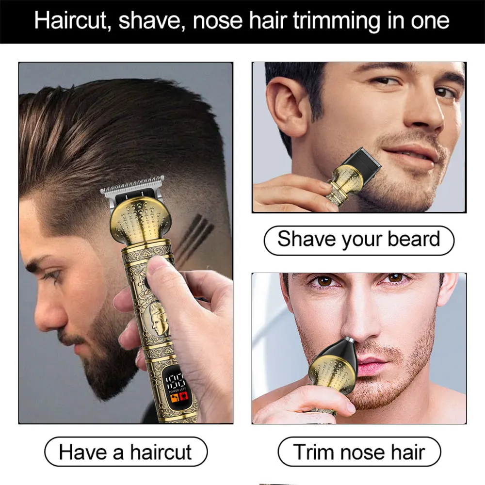 Триммер для волос HIENA T9, машинка для стрижки волос, профессиональная машина для стрижки волос, металлическая винтажная беспроводная машинка для стрижки волос со съемным лезвием для мужчин