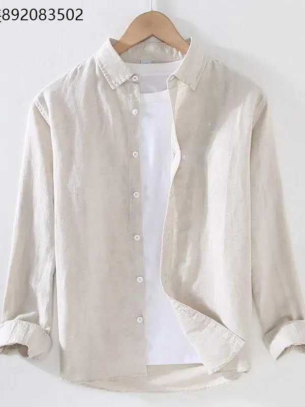 

Men's Linen Long Sleeve Shirt Loose Cotton Linen Material Casual Wear Spring Summer Outdoor Clothing Breathable Comfortable
