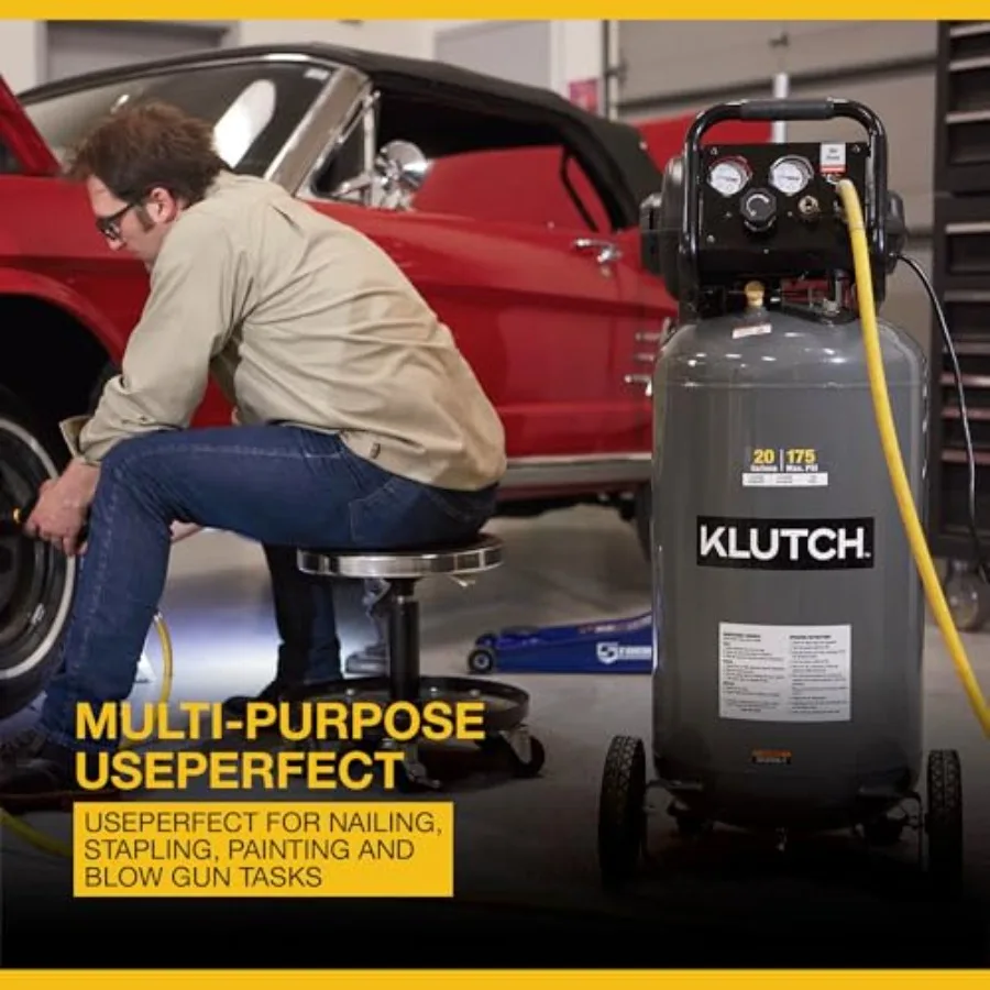 20-Gallon Air Compressor 2 HP 120 Volts 175 PSI Metal Gray High-Pressure Efficient Portable Tool