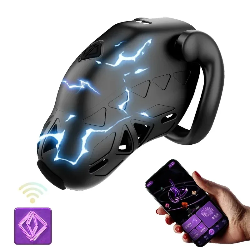 APP Chastity Cage Electric Shock Penis Lock Remote Control Abstinence Sex Adult Toy Cock Cage with Urethral Plug for Men