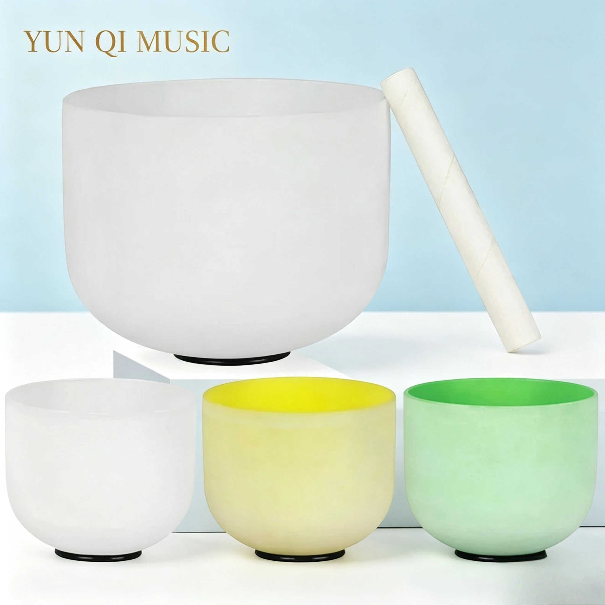 YUN QI MUSIC Bol chantant en cristal blanc 8" 10" 432Hz, bol de guérison sonore, livraison rapide UE avec marteau pour l'équilibre des chakras, le yoga, la méditation, la thérapie sonore, instrument de bain sonore