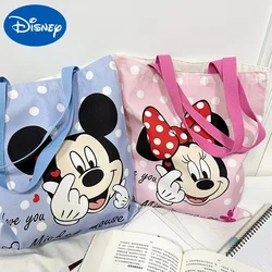 Anime Mickey Mouse Tote Bag Disney Cartoon wzór Minnie Mouse torebki o dużej pojemności modne torebka brezentowa dla kobiet