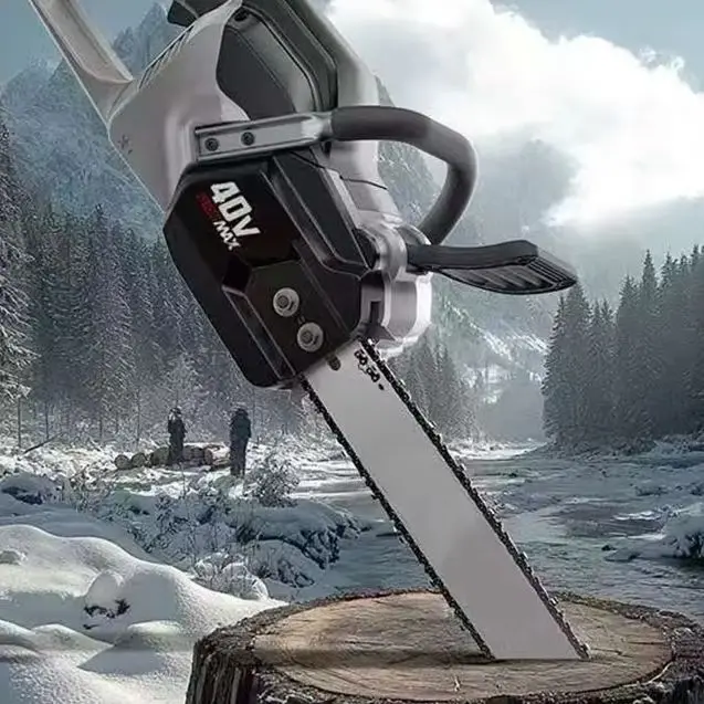 16 Inch Outdoor Electric Handheld Logging Saw 40V Lithium Battery Chain Saw Cutting Saw Wood Logging Garden Tool