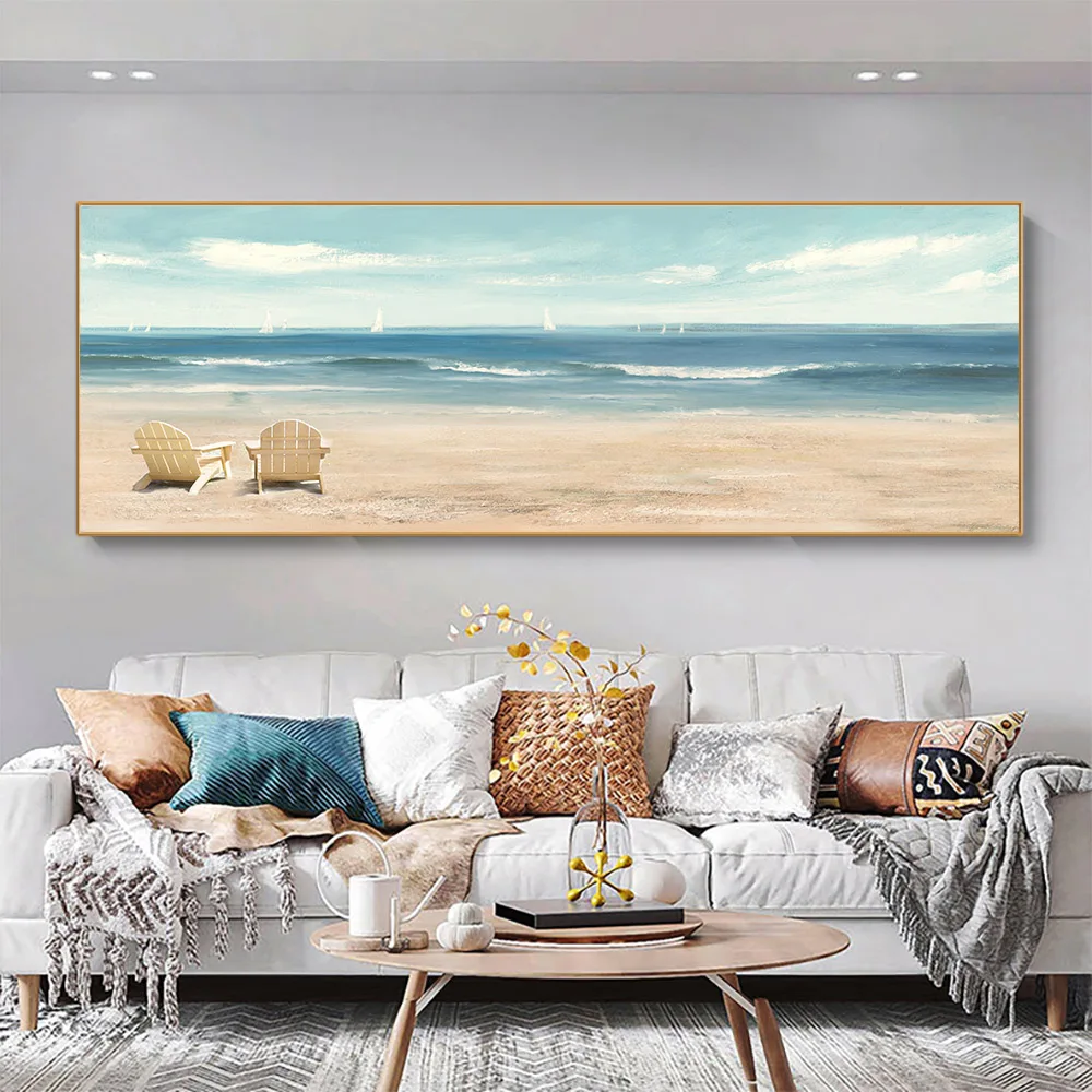 Nordic Abstract Seascape Oil Canvas Painting Sea Beach Posters And Prints Wall Art Pictures Living Room Home Decor No Frame