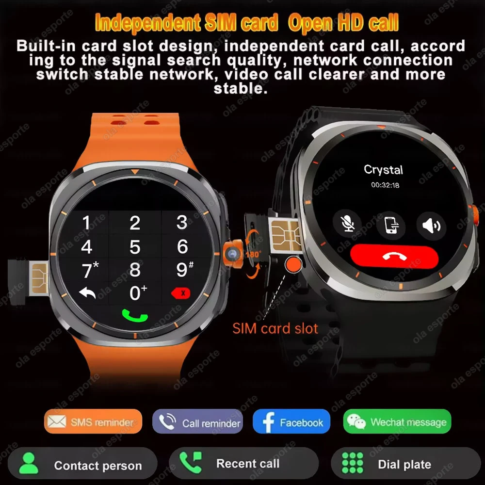 2025 U8 Ultra IOS Android 9.0 Smart Watch Men 4G 5G SIM Card WiFi NFC GPS Compass 32GB Smartwatch Rotating Camera Watch 7 Ultra