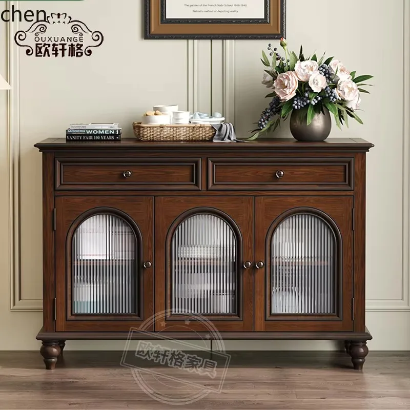 GZ-1  solid wood retro dining room arch wine cabinet entrance is old and stored against the wall
