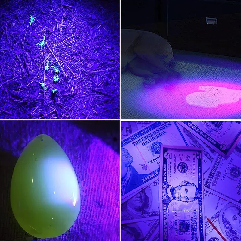 UV LED Flashlight Portable Blacklight 395nm Wavelength Violet Light Pet Urine Scorpion Feminine Hygiene Detector Torch