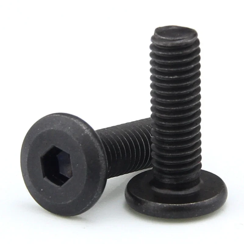 Furniture Screw Connector Joint Bolt M3 M4 M5 M6 M8 Black Carbon Steel CM Large Flat Hex Hexagon Socket Allen Screw 10pcs/lot