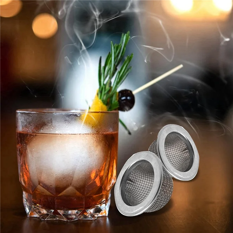 

ABRE-80Pcs Cocktail Smoker Filter Accessories, Double Screen Filter, Washable Stainless Steel Mesh Screen Filter Bowl