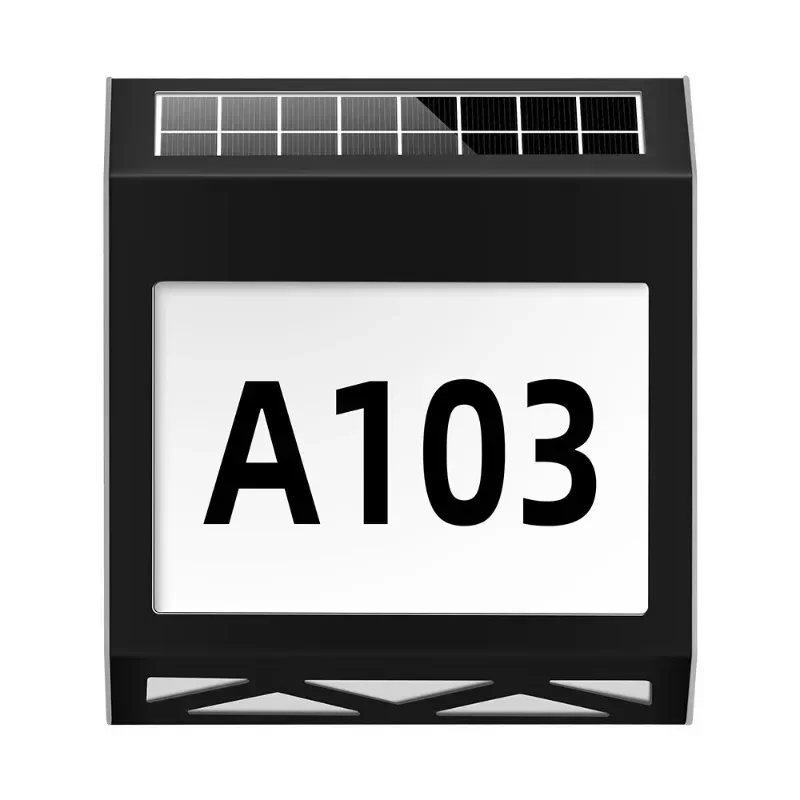 Solar Address Sign LED House Number Plate Solar Powered Doorplate Address Light Sign Street Name Plate Lighted Address Plaques