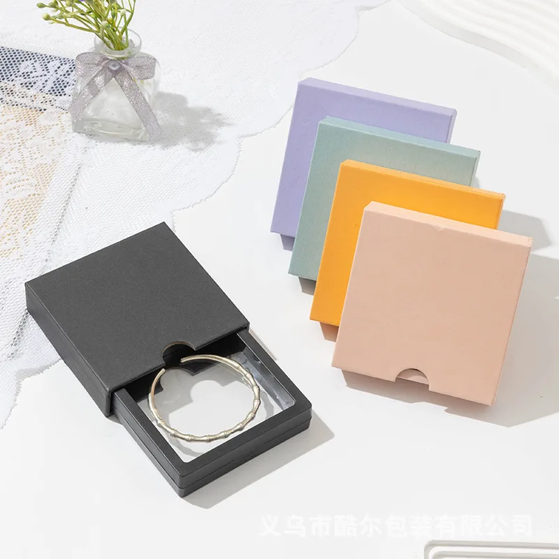 100Pcs Drawer Jewelry Packaging Box Nail Earrings Necklace Ring Storage PE Film Suspension Anti-oxidation Gift Box Jewelry Box