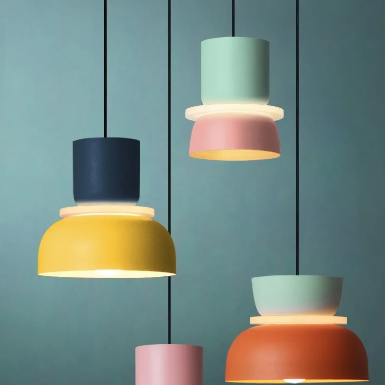 

Dull Polish Chandeliers Color Of Macaron Lighting Creative Pendant Light Bedroom Living Room Hanging Lustre Household Luminaire