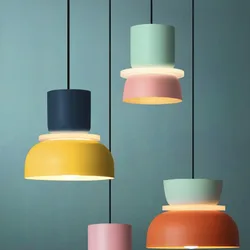 Dull Polish Chandeliers Color Of Macaron Lighting Creative Pendant Light Bedroom Living Room Hanging Lustre Household Luminaire