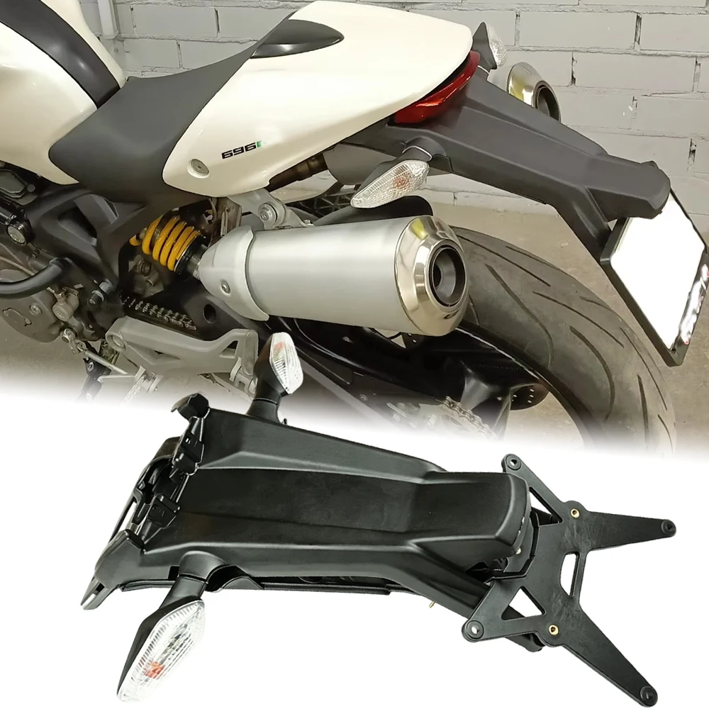 For Ducati Monster 696 License Plate Holder Rear Tire Fender Frame Bracket Turn Signal Light 795 M1100 1100 S 1200 796 2011-2014