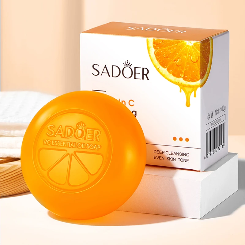 Vitamin C Soap SADOER Cleansing Bath Cleansing Essential Oil Handmade Soap, gently cleanses the skin, moisturizes and smooths it