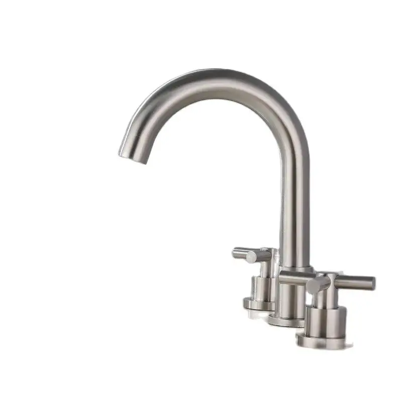 Imagem -02 - Split Faucet com Alça Dupla Lavatório Frio e Quente Conjunto de Três Peças Aço Inoxidável 304