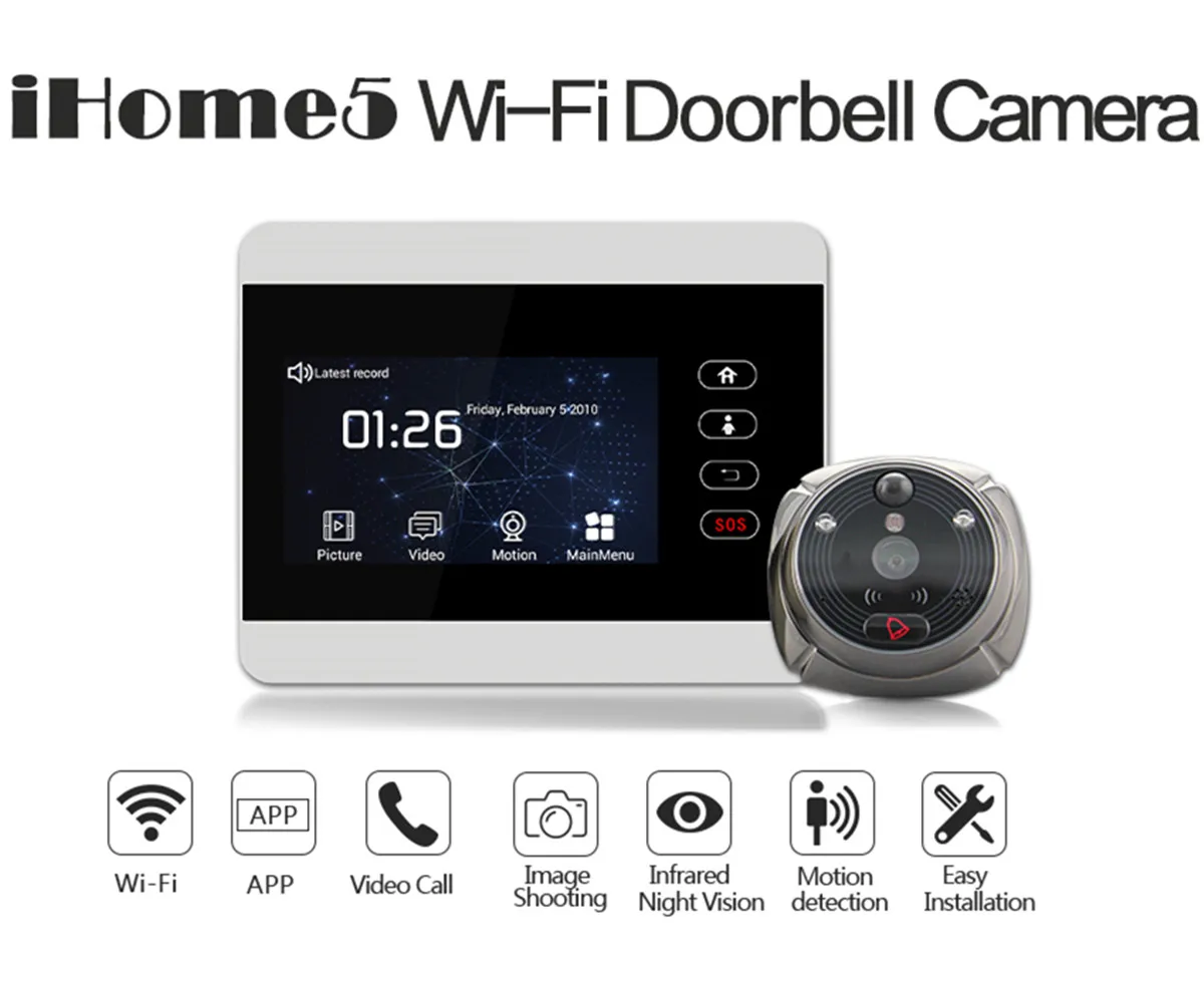 5Inch WIFI+GSM  Video Door Phone 2MP HD Doorbell Visual Door Viewer IR Night Vision Motion Detection Camera