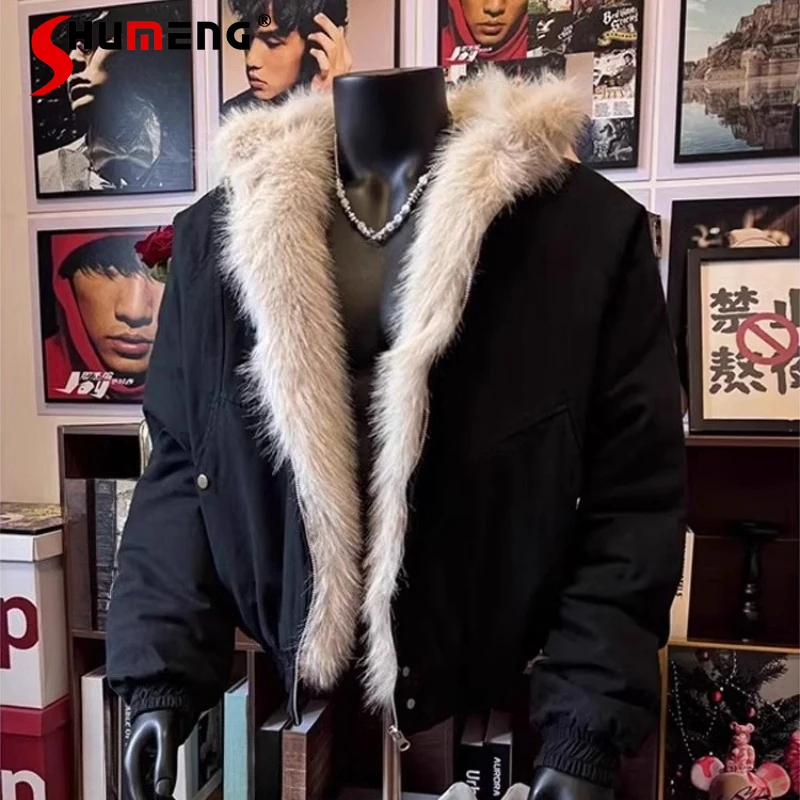 

Модные хлопковые куртки с капюшоном для мужчин, зима 2025, новые свободные теплые короткие парки в американском стиле, модные парки с длинными рукавами в стиле ретро, топы