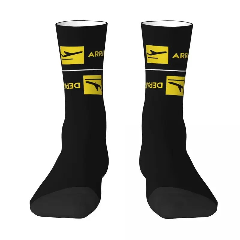 Y2K Airplane Pilot Aviation Departures Arrivals Men Women Socks Cycling Novelty Spring Summer Autumn Winter Stockings Gift