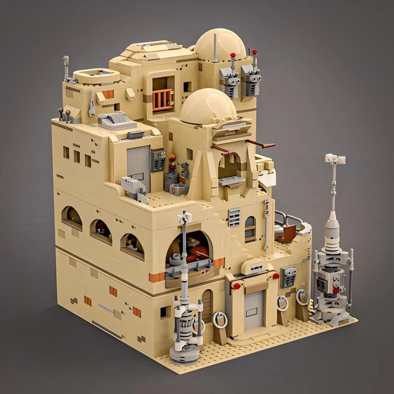 MOC Star Movie Desert Architecture décennie s de construction pour enfants, Mos vor ley Cantina, Modèle d'assemblage, Street View Bricks Toys Gifts, 2485PCs