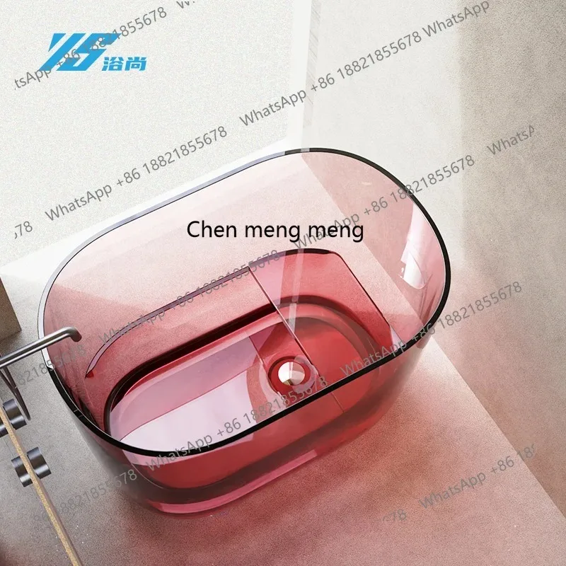 B67 Transparent crystal deep bubble bathtub Mini household color resin bathtub Independent small apartment seated bathtub