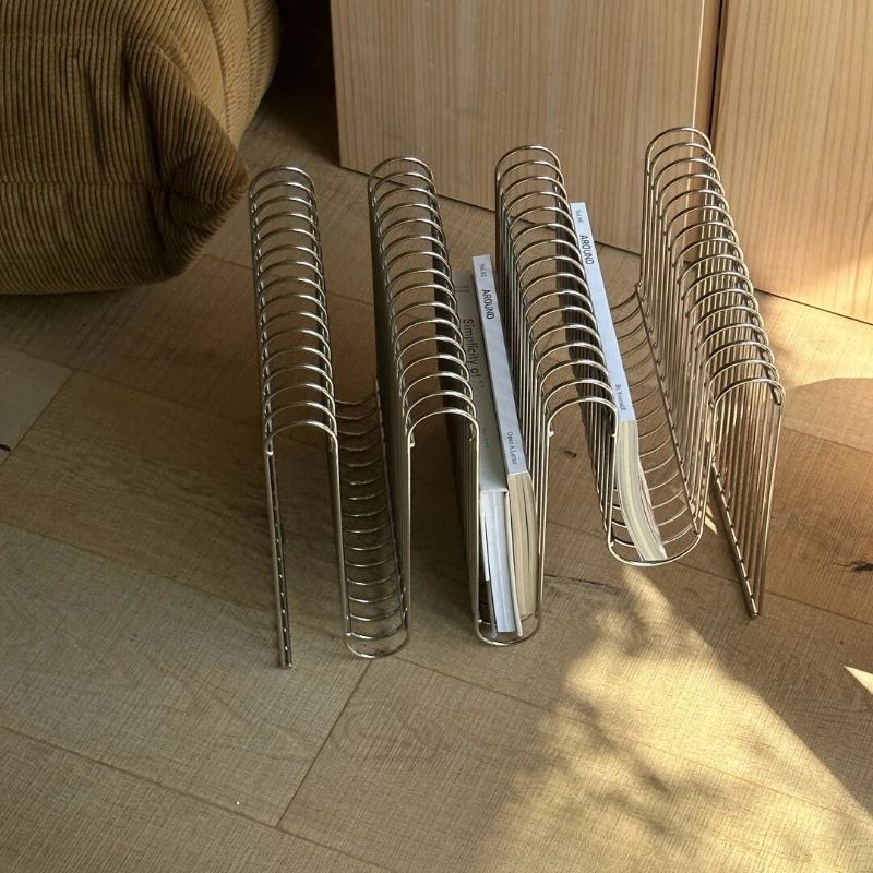 Mid Century Modern Metal Magazine Rack Vintage Newspaper Holder Nordic Instagrammable Side Table