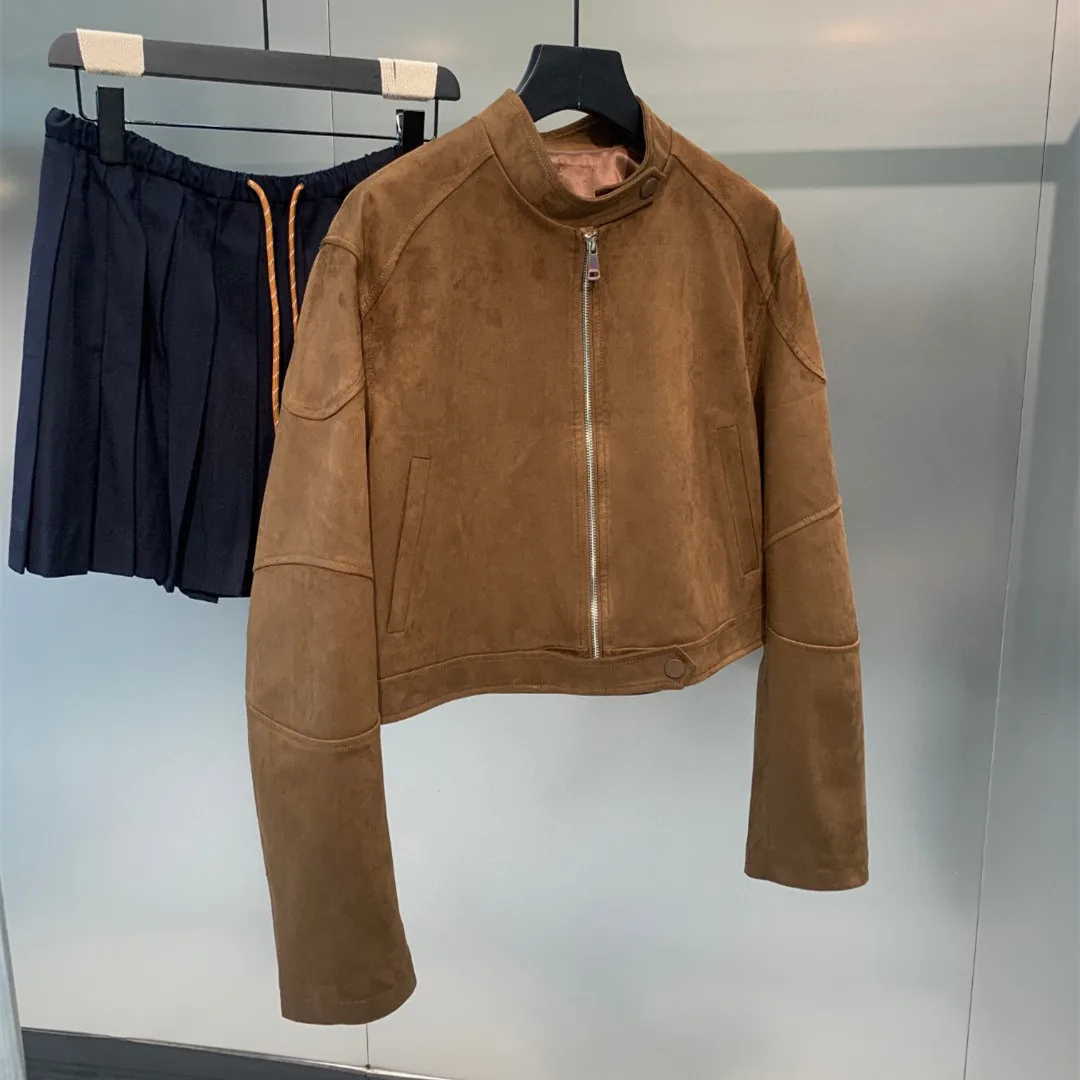 เสื้อโค้ทผู้หญิงสไตล์มิดเซ็นจูรี่ รุ่นไฮเอนด์ ทำจากหนังกลับบอสตัน สีเขียวมรกต แบบบาง ใส่ได้ในฤดูหนาว