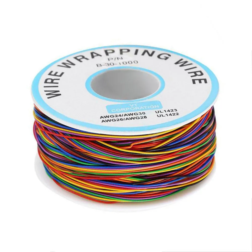 Efficient and Reliable 1pcs 8 Wire Colored Insulated PN B301000 30AWG Wire Wrapping Cable Wrap Reels Suitable for PCB Welding