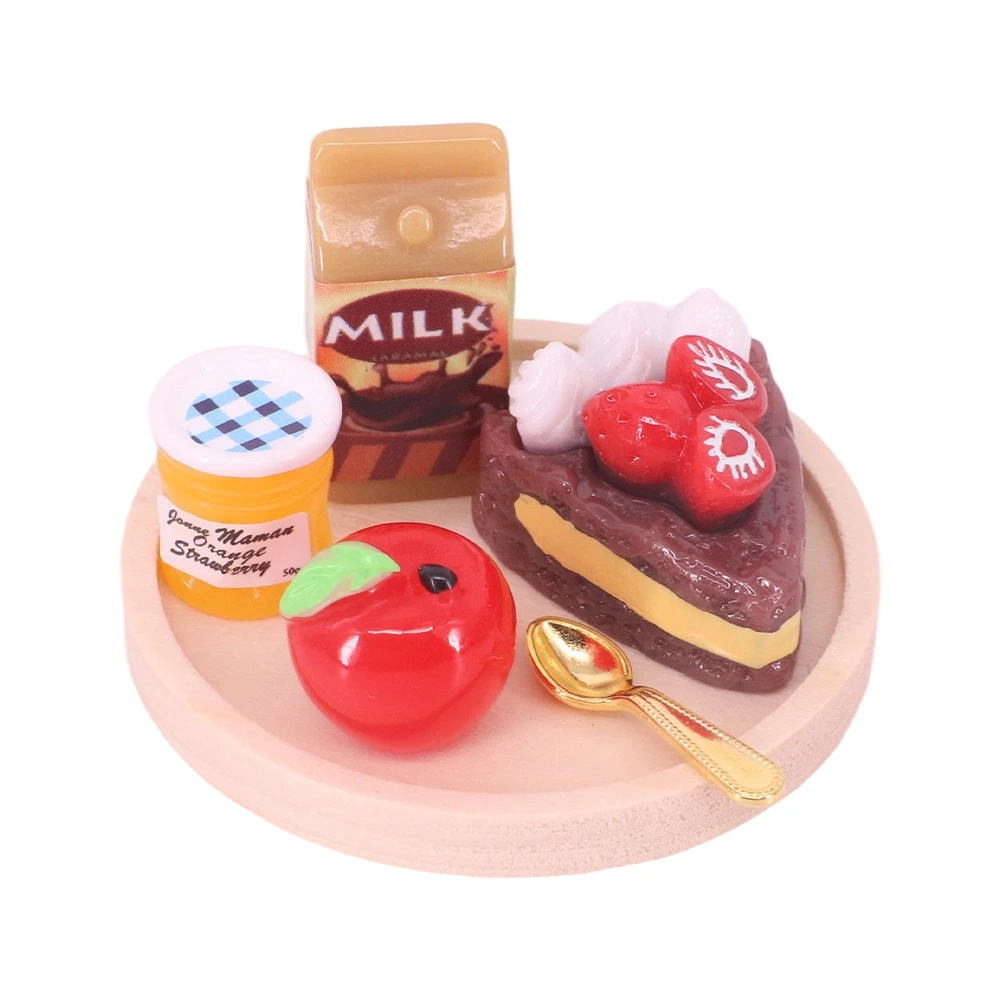 Adecuado para accesorios de casa de muñecas, Mini pastel de simulación, hamburguesa de pollo frito con jugo, modelo de juego de patatas fritas, regalo para niños