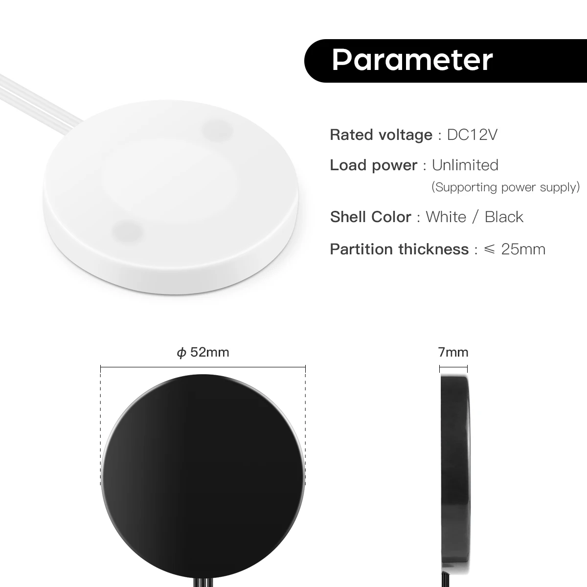 12V 5A Penetrable 25mm Wood Panel Touch Sensor Dimmer Switch Hand Sweep Sensor Wireless Control For Smart Home LED Light Strip