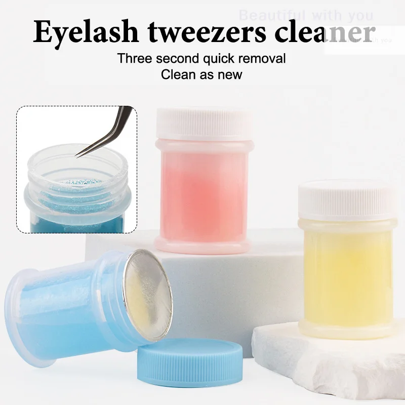 NewTweezers نظافة زجاجة بلاستيكية رمش تمديد الملقط تنظيف الحل الإسفنج رمش مزيل الصمغ الملقط أداة نظيفة