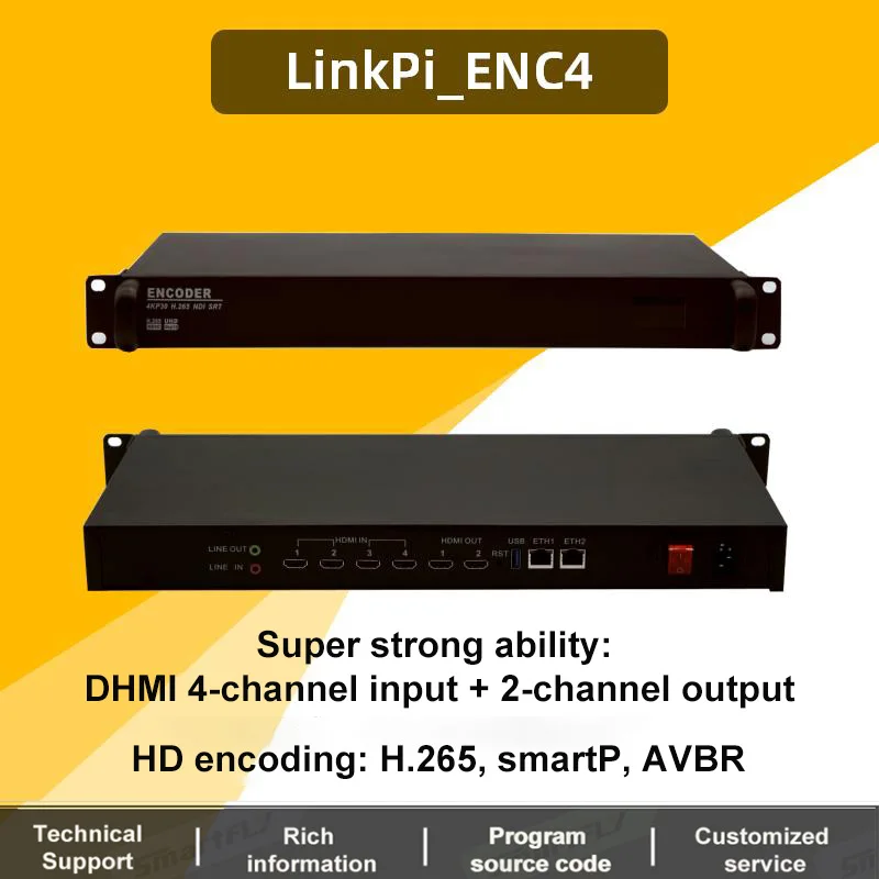 Ссылка Pi ENC4 Hisilicon HI3531DV200 HDMI кодер-декодер HD SRT/NDI/RTSP/RTMP/HTTP/HLS прямая трансляция поддерживает YouTube, Facebook