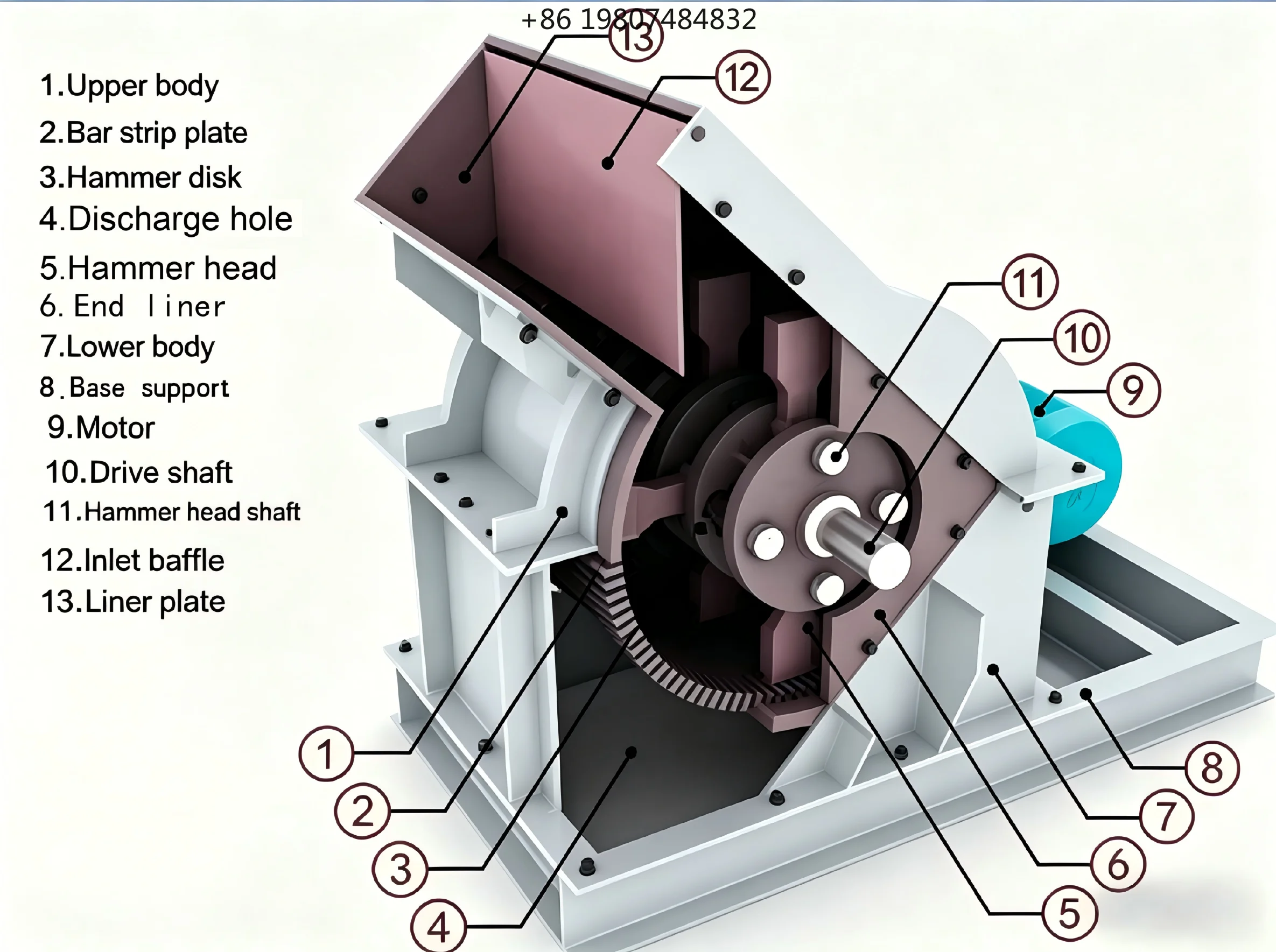 Convenient Small Mobile Hammer Crusher, for Bricks Tiles Grains Coal Slag Industrial Crushing