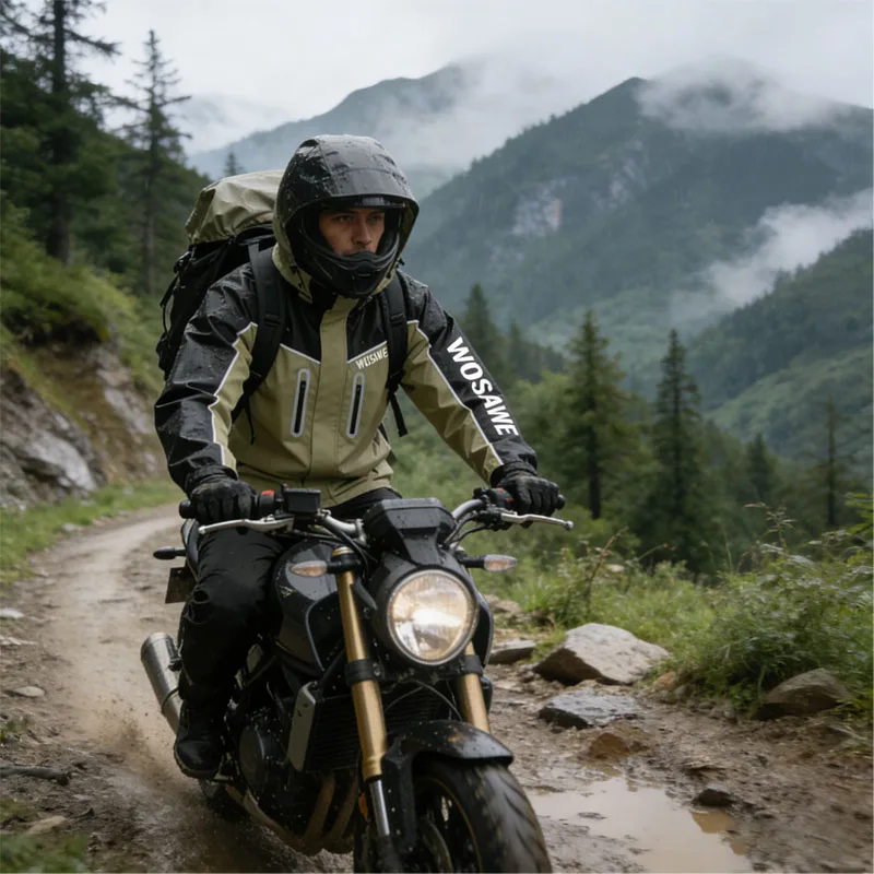 

Водонепроницаемая светоотражающая легкая куртка-дождевик WOSAWE унисекс для мотоциклистов, походов, катания на лодках и езды на велосипеде