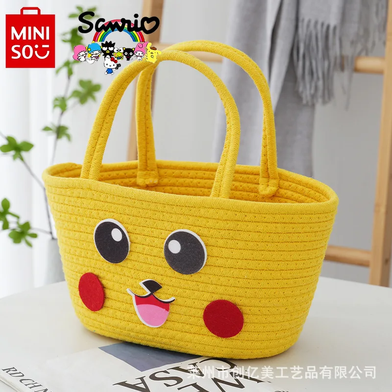 

Miniso Pikachu New Women's Handbag Fashionable and High-quality Cotton Fabric Storage Bag Cartoon Multifunctional Shopping Bag