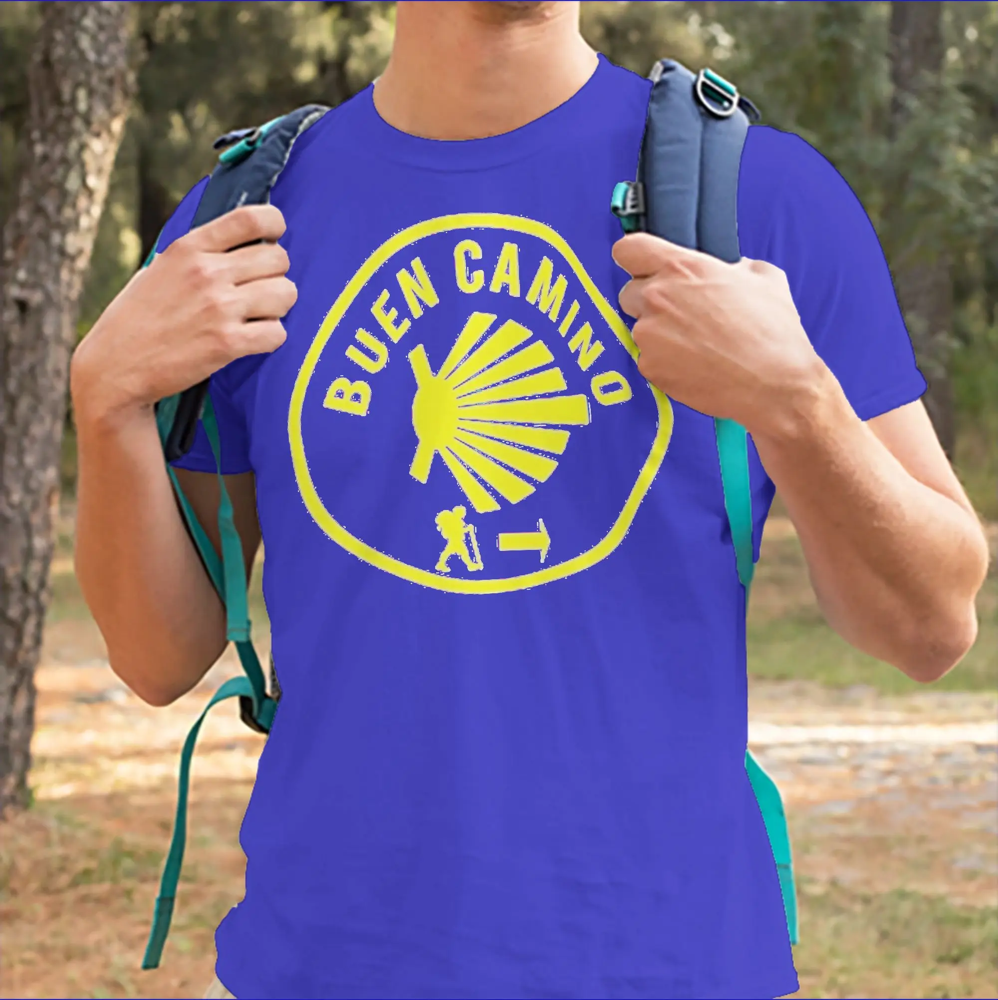 Buen Camino de Santiago  Compostela Peregrino T Shirts Men Pure Cotton T-Shirt Crew Neck  Tees Short Sleeve Tops Graphic Printed