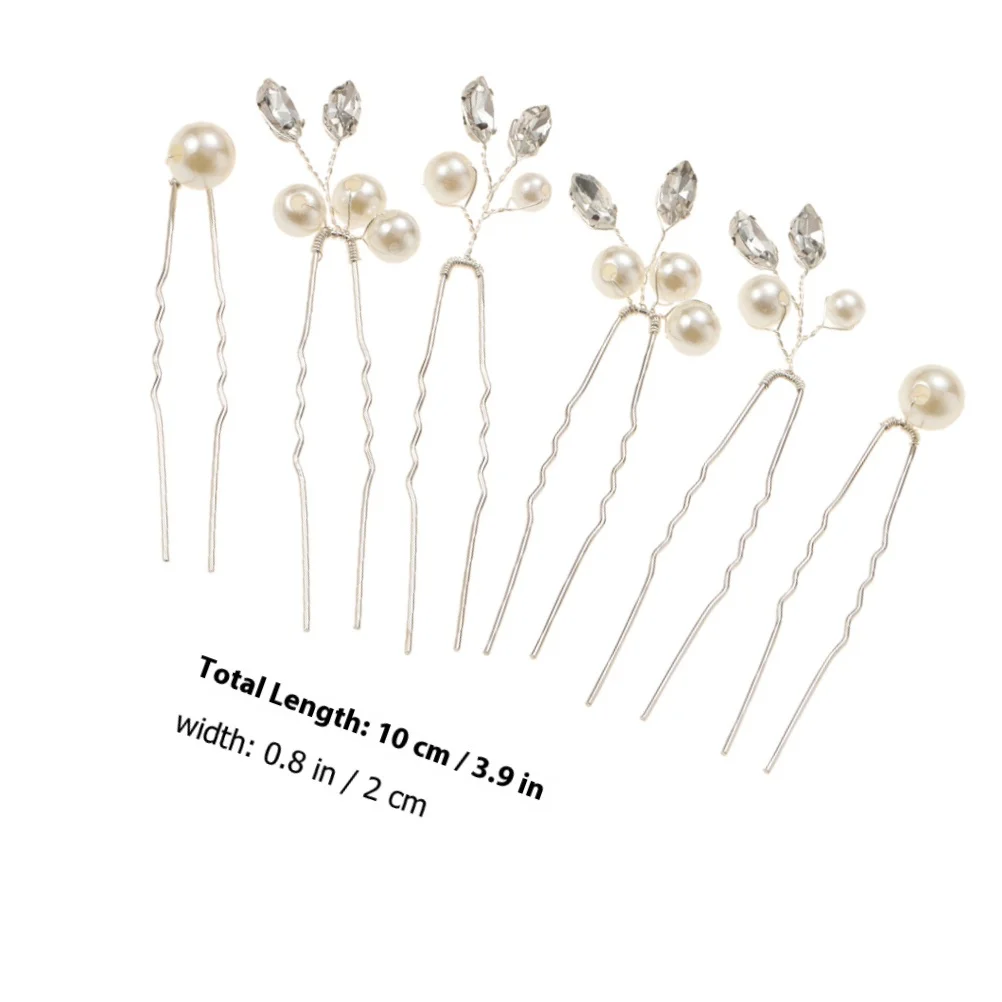 6 قطعة خوذة الزفاف الزفاف اللؤلؤ دبوس الشعر أنيقة U على شكل دبابيس الشعر للعروس حلية شعر دبابيس الشعر اللؤلؤ #5
