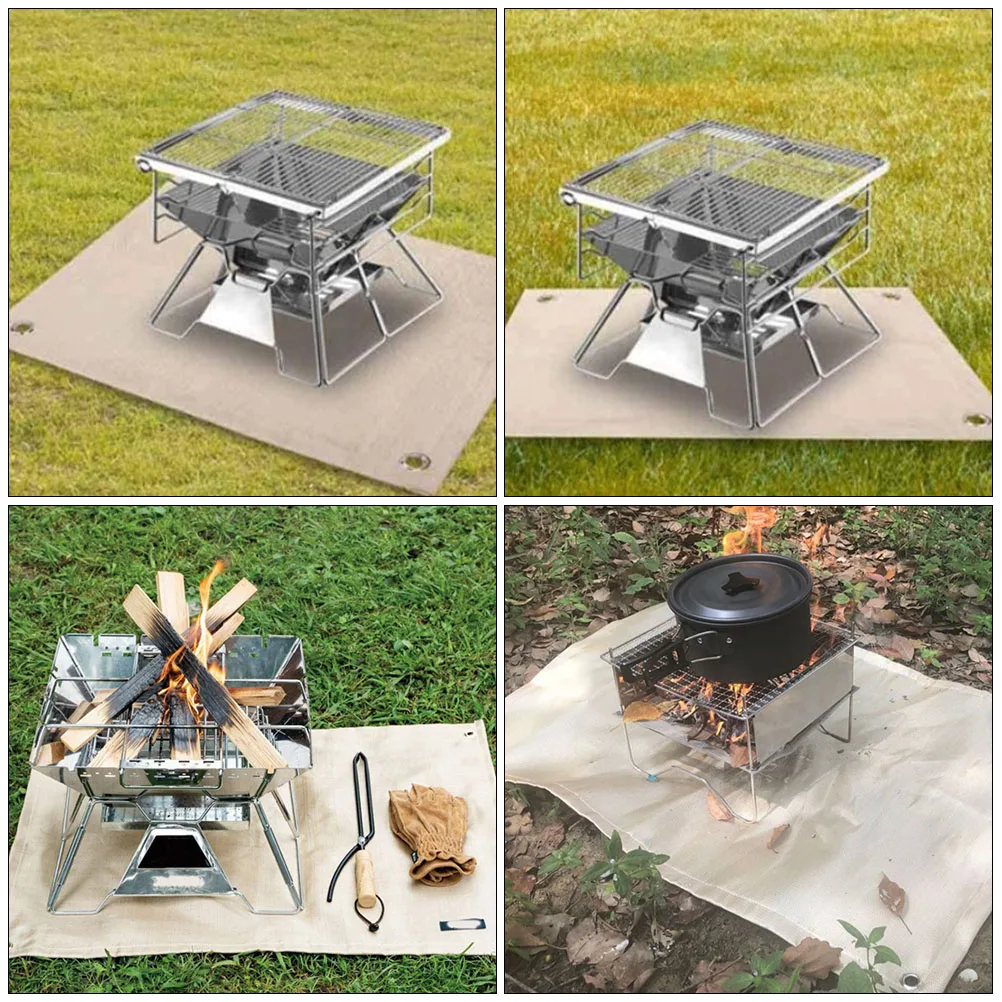 

Camping Fire Blanket Blankets Fireproof under Grill Pad Glass Fiber Insulation Mat
