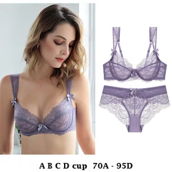 high quality sexy women bras and brief set push up thin lace A B C D cup comfortable wire summer lingerie underwear black red