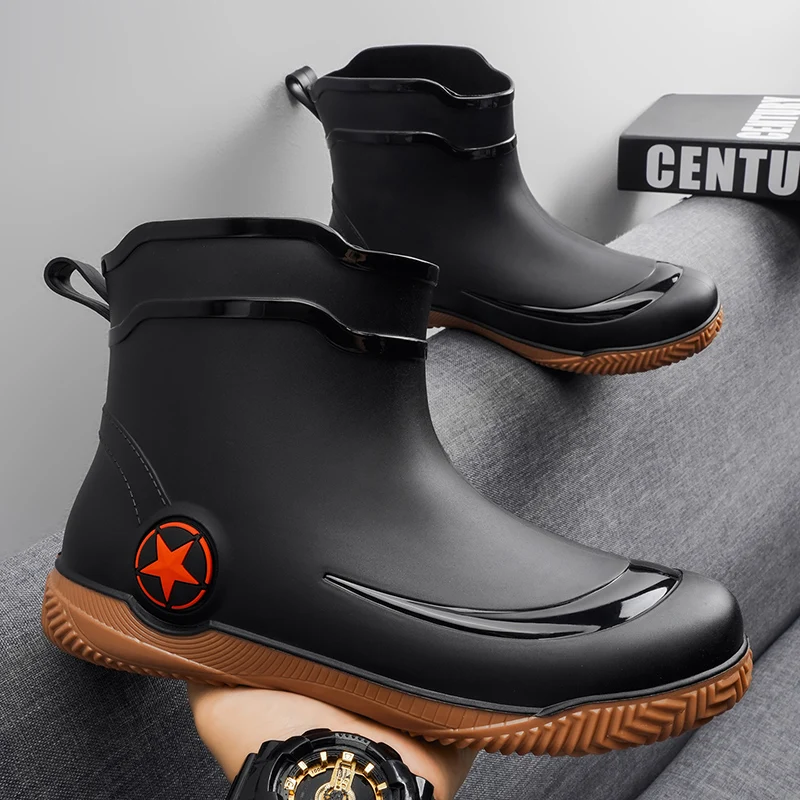 

Men's Rain Shoes Waterproof Shoes Rain Boots Work Footwear Anti-slip British Fishing Shoes Spring Autumn Four Seasons Big Size47